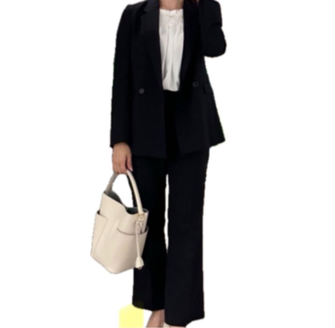 美品プラステスーツパンツセットアップブラック