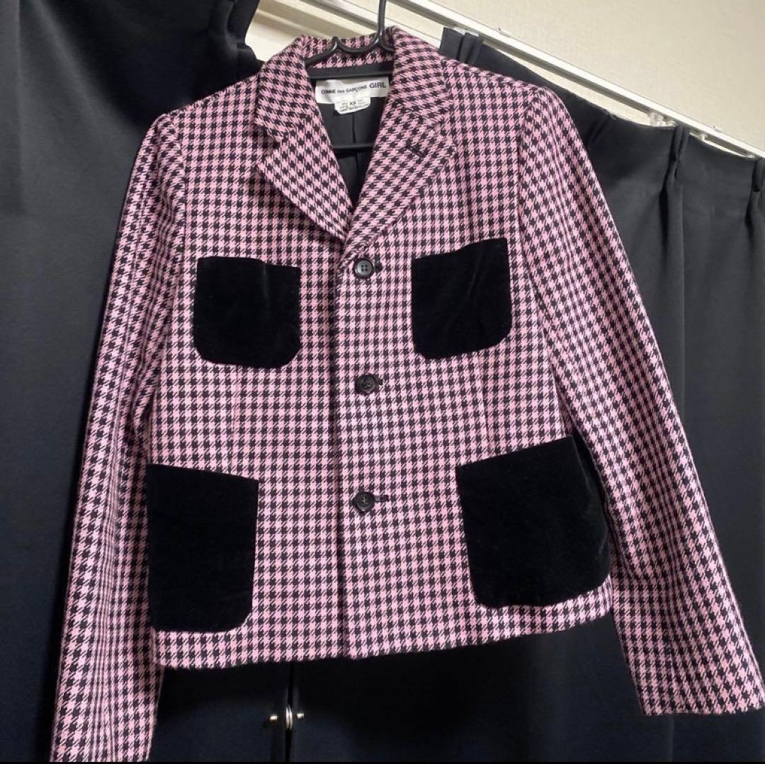 コムデギャルソンガール ピンクチェック ジャケット - メルカリ