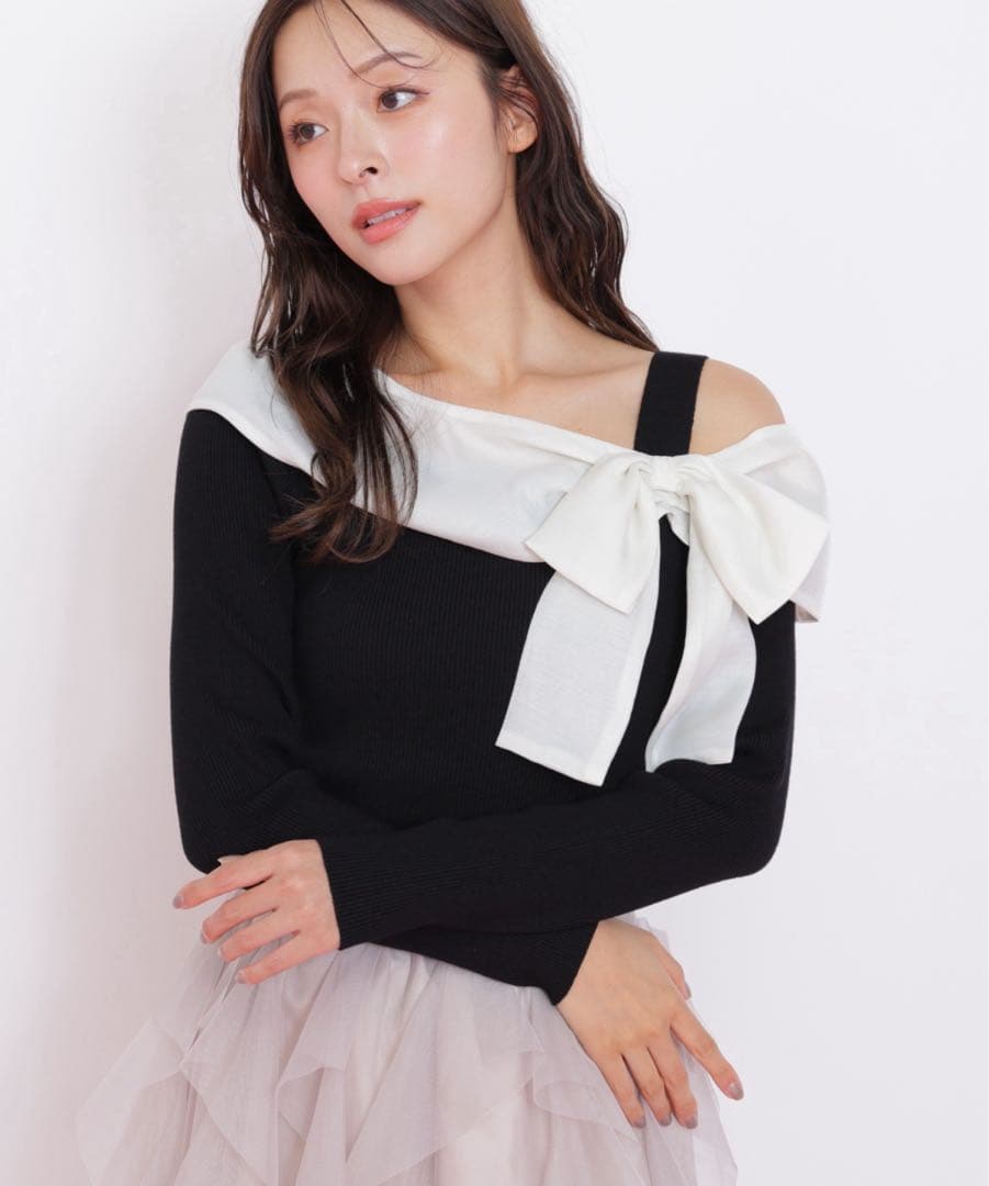 JILLbyJILLSTUART アシメリボンニット