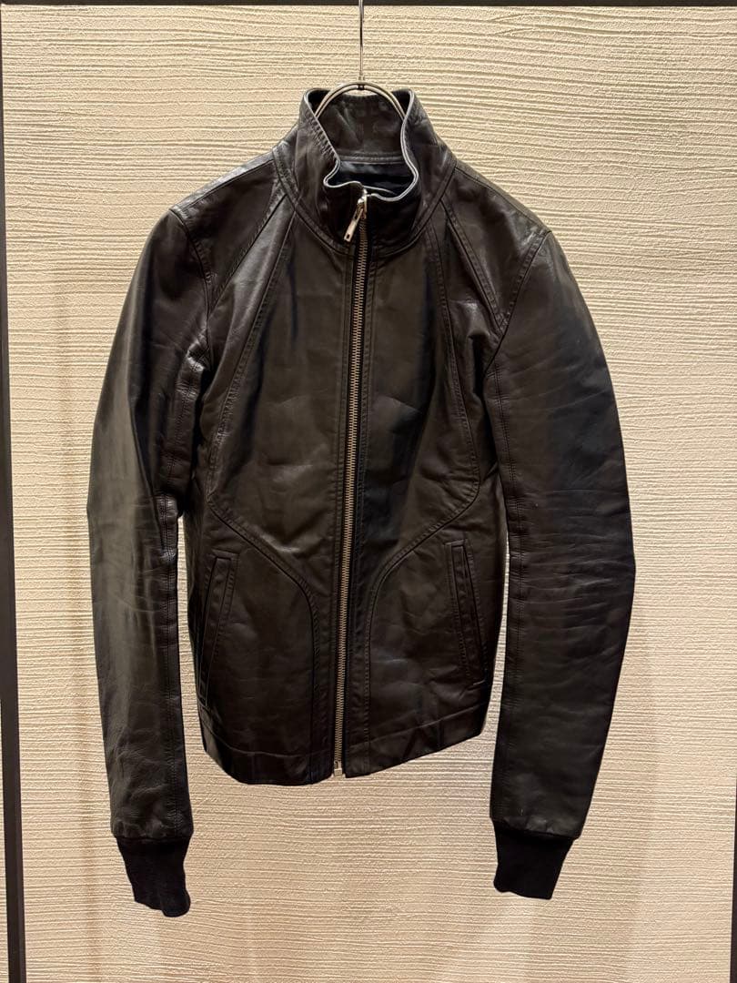 00s rick owens leather レザージャケット インターシャ - メルカリ