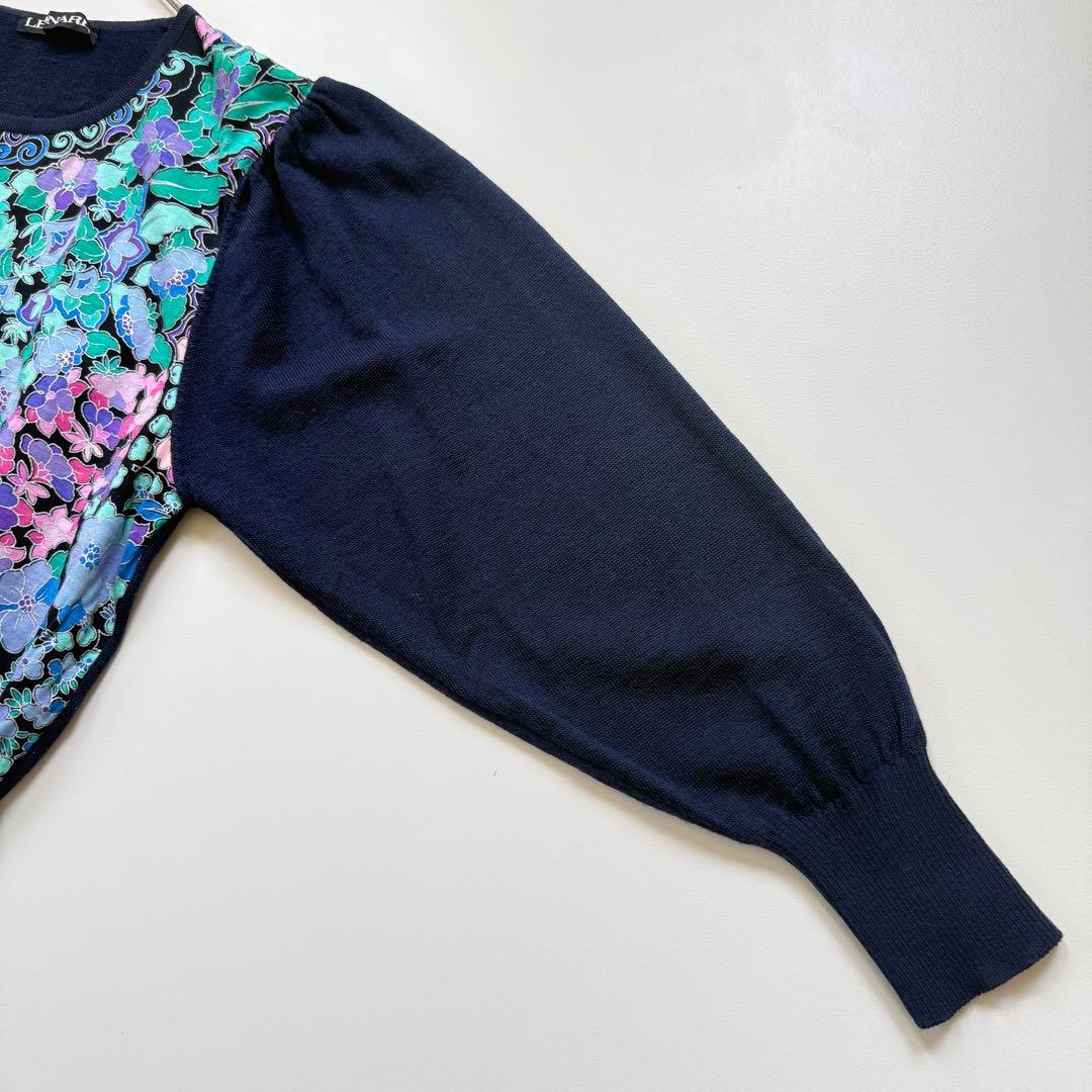 美品✨ LEONARD レオナール 異素材コンビ ニット プルオーバー 花柄