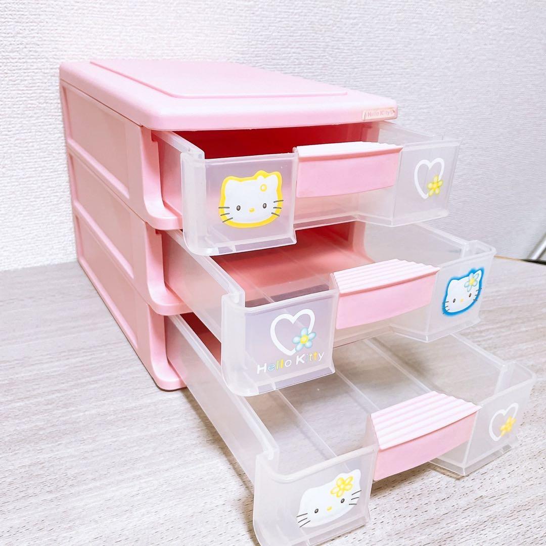サンリオ ハローキティ レトロ 3段収納ボックス 希少 - メルカリ