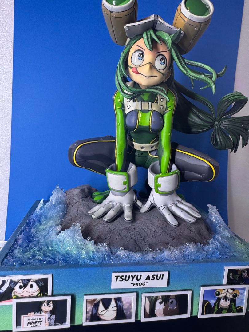 ヒロアカ　蛙吹梅雨　フィギュア　リペイント 自作台座つき