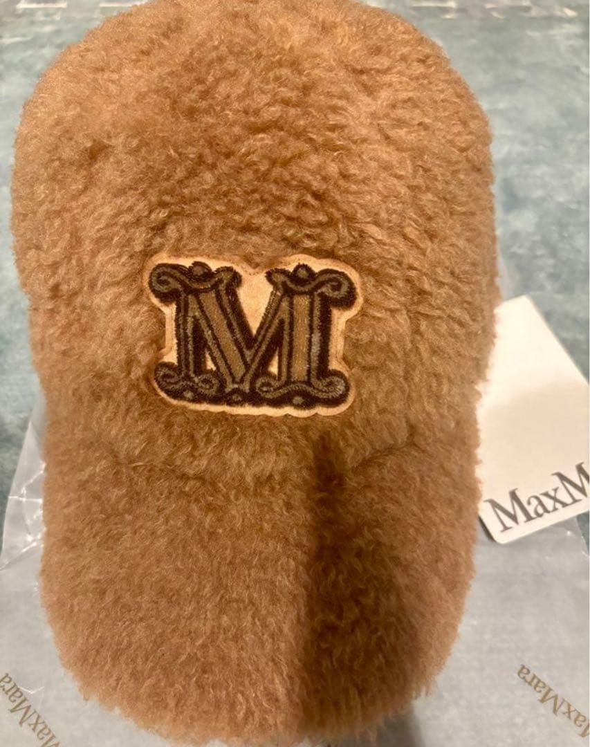 キャメル テディベアキャップ Mロゴ ファーキャップ teddy melange