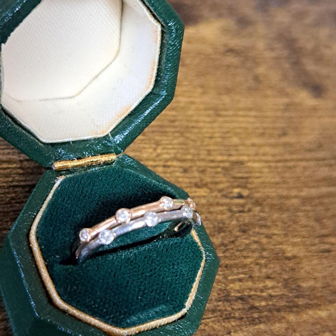 さおり。　ダイアモンド　K18YG. Pt900コンビリング