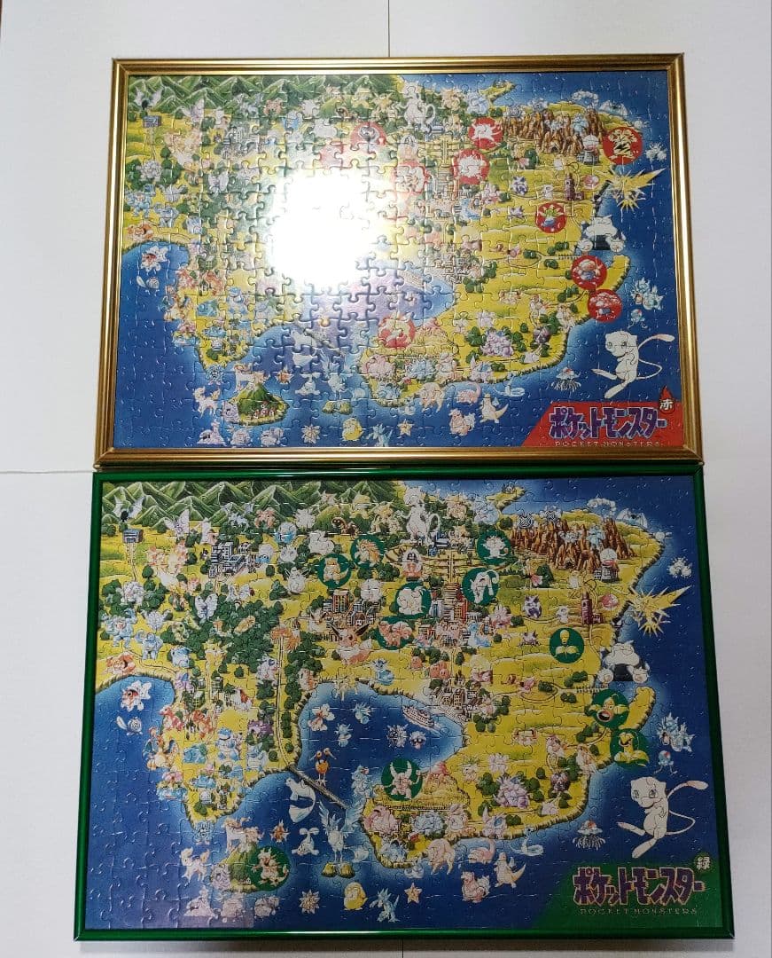 ポケットモンスター ポケモン‪図鑑*初期*パズル*赤緑セット(額縁付き) 2点セット ポケモン 初代 ジグソーパズル 完成品 ポケットモンスター赤