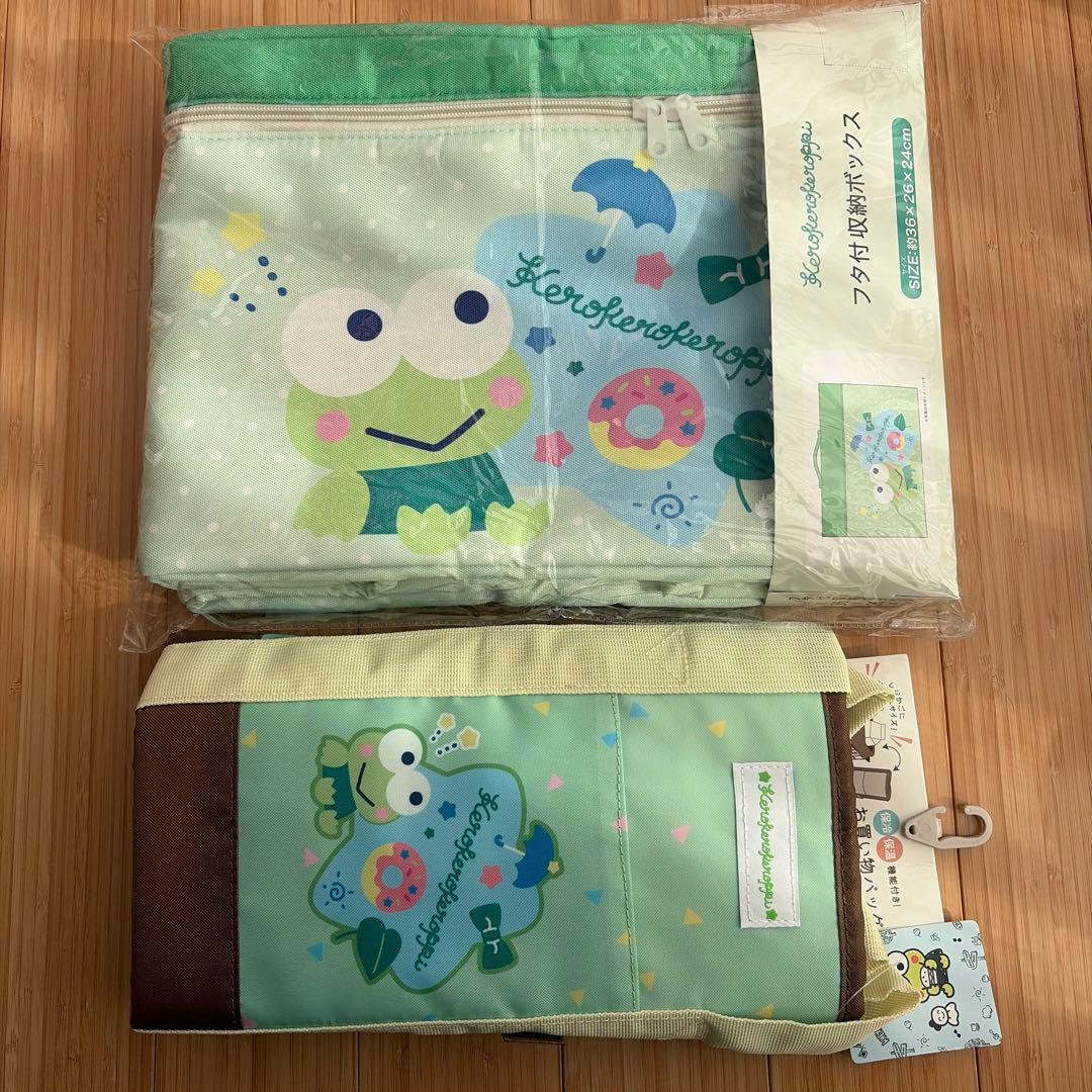 けろけろけろっぴ フタ付収納ボックス　保冷保温　お買い物バッグ　折りたたみ式