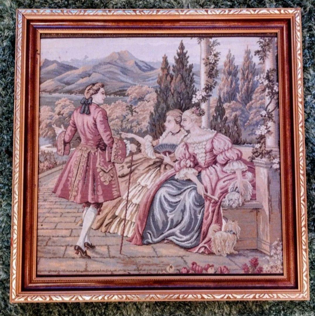 超特価　高級　レア　コブラン織り　刺繍絵　タペストリー　額縁　貴族 高級ゴブラン織り タペストリー アンティーク - メルカリ