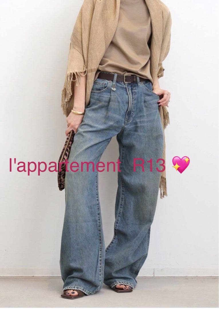 アパルトモン R13 DAMON PLEATED WIDE LEG DENIM