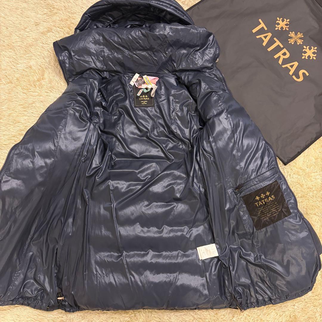 美品✨タトラス ダウンコート サリン ネイビー 紺色 フード付 01 S