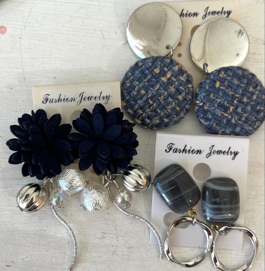 3点セット 599 ハンドメイド 樹脂 金属 ピアス イヤリング まとめ売り