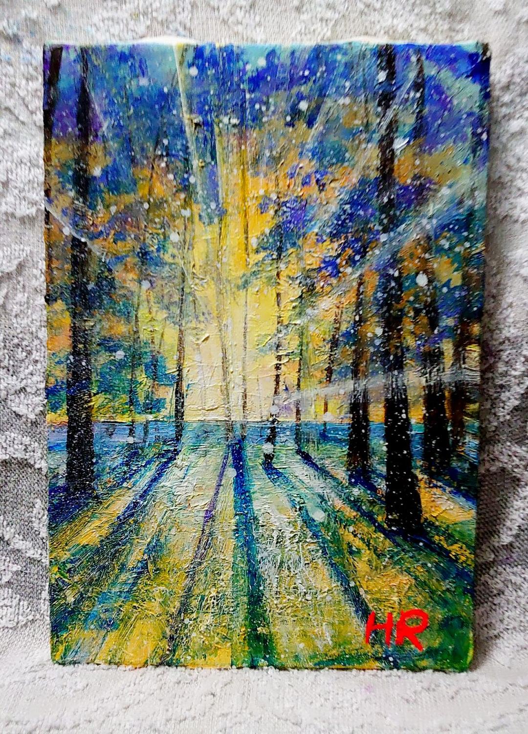 油絵 絵画【冬の朝日】 油絵 絵画【冬の朝日】 - メルカリ