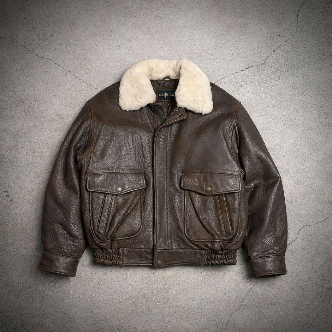 90s vintage leather jacket g1 a2 短丈 polo - メルカリ