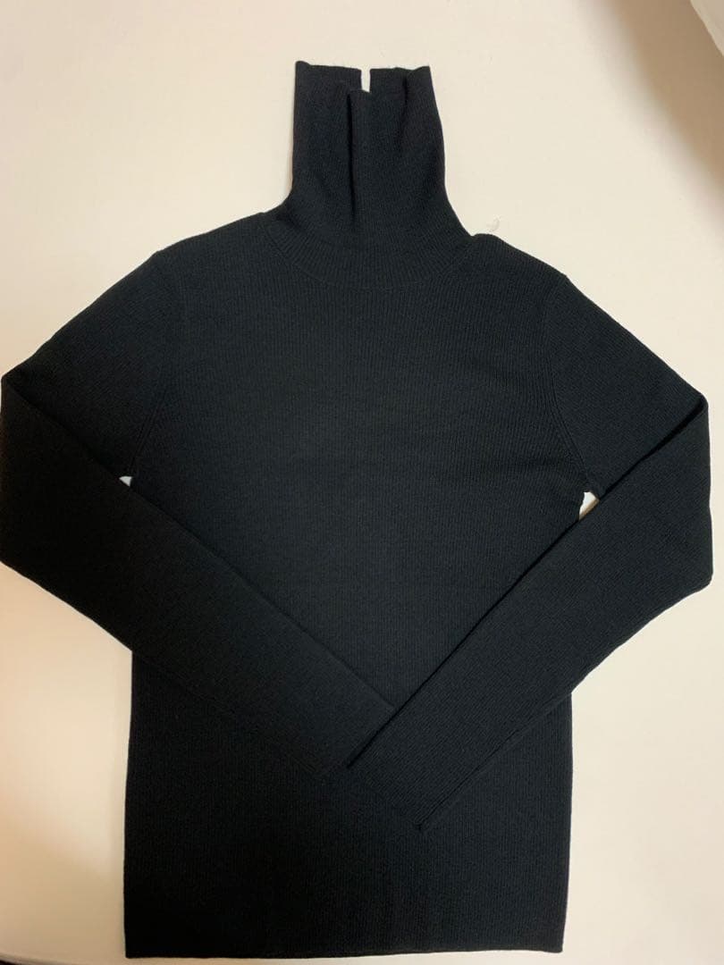 23区　ウーステッドウールリブタートルニット　ブラック　38サイズ