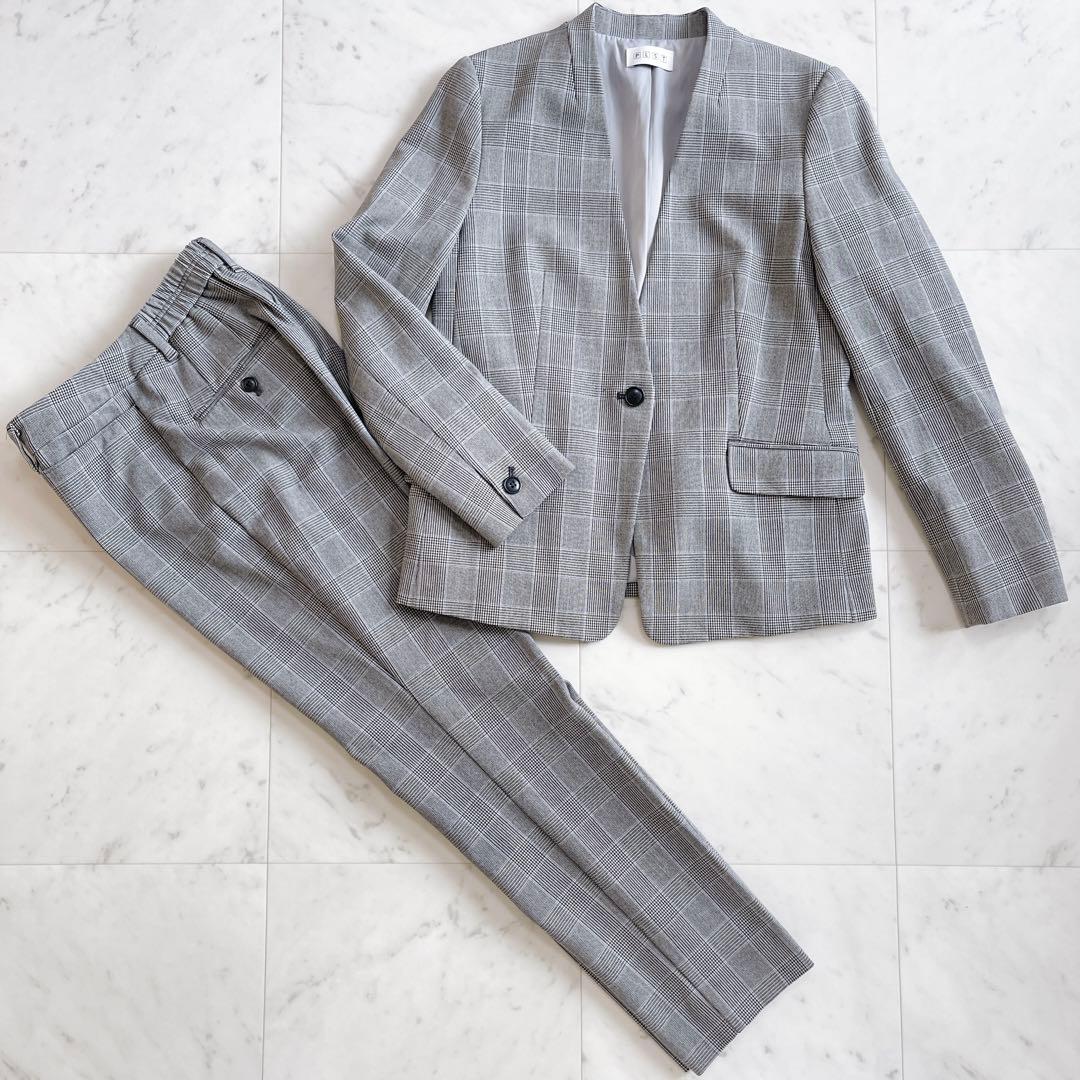 PLST ウォームリザーブカラーレスジャケット&パンツ　セットアップ　チェック