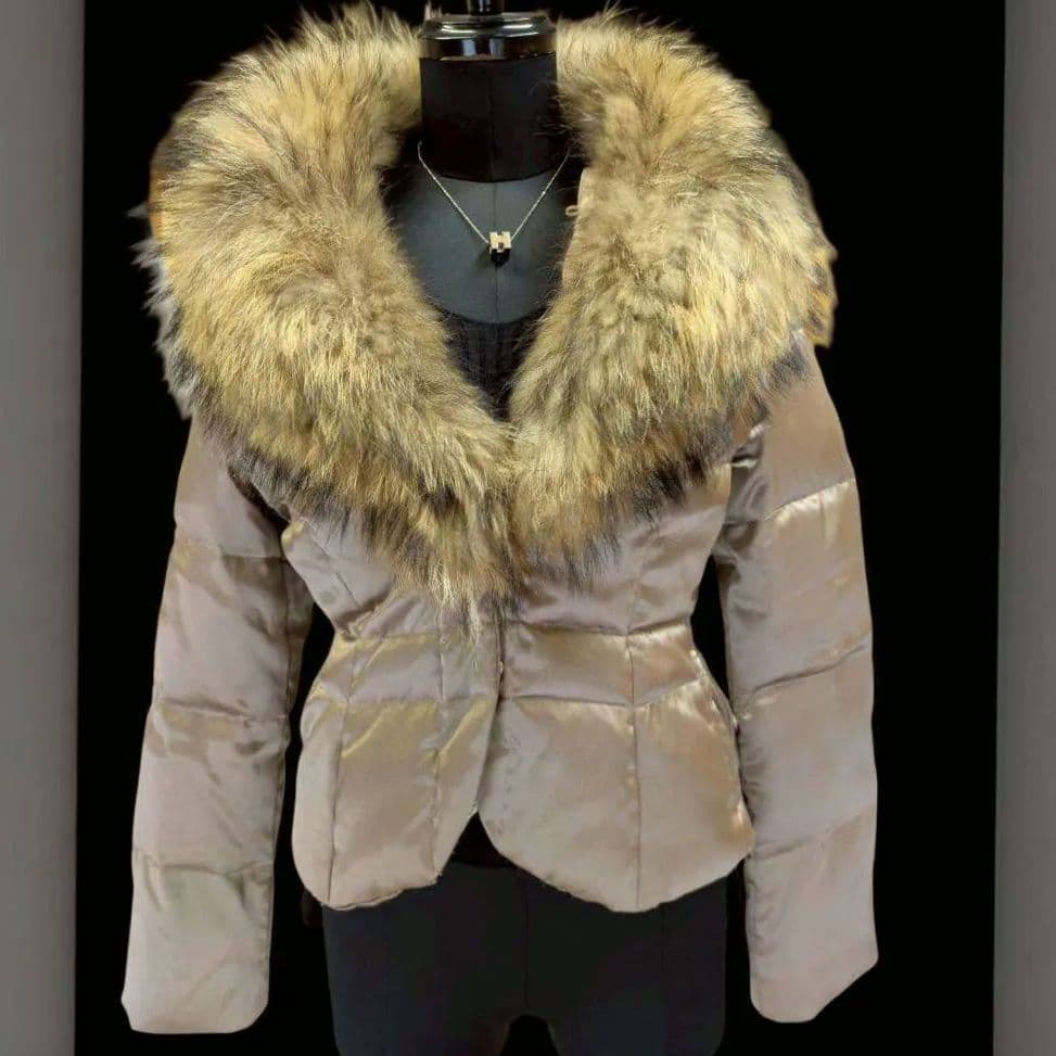平成ギャル y2k グランジ ファー付き ベージュダウンジャケット - メルカリ
