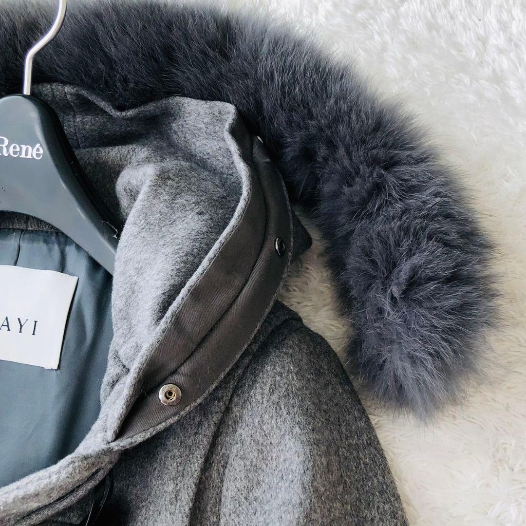 美品 アナイ メルトンダッフルコート 現行 ロング フォックスファー