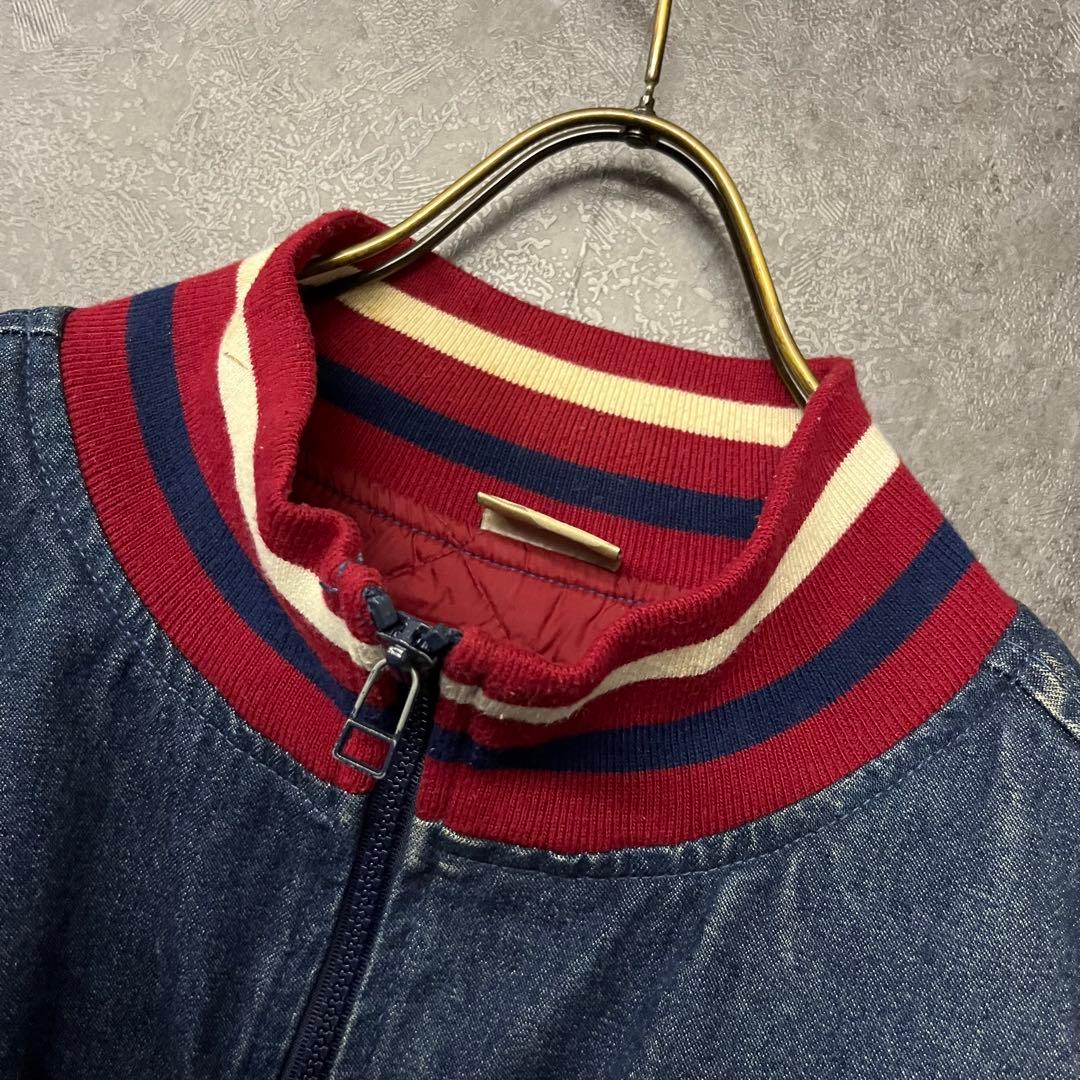 《US古着》ディズニー くまのプーさん イーヨー デニムブルゾン 刺繍 2XL