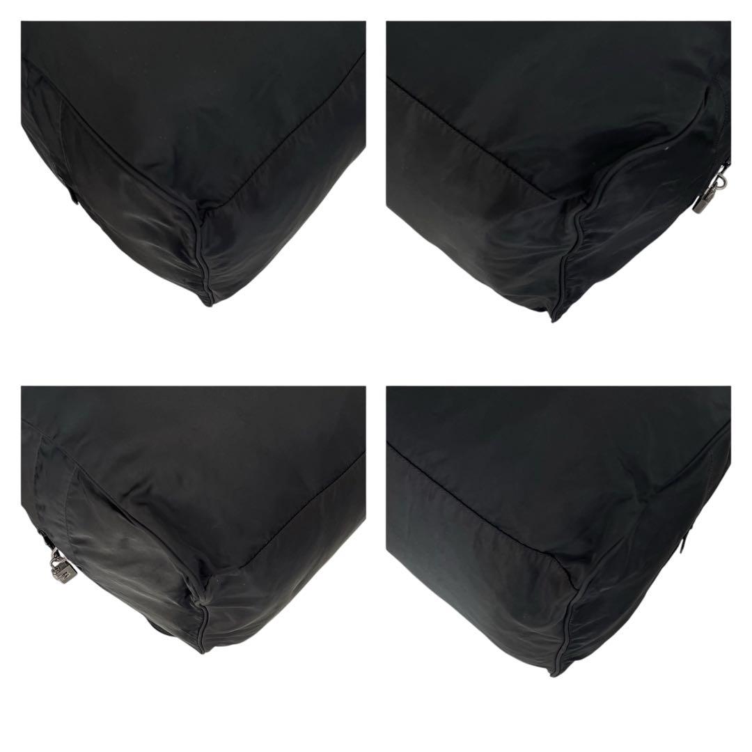 極美品 プラダ 三角ロゴ ナイロン レザー ボストンバッグ 黒 4399