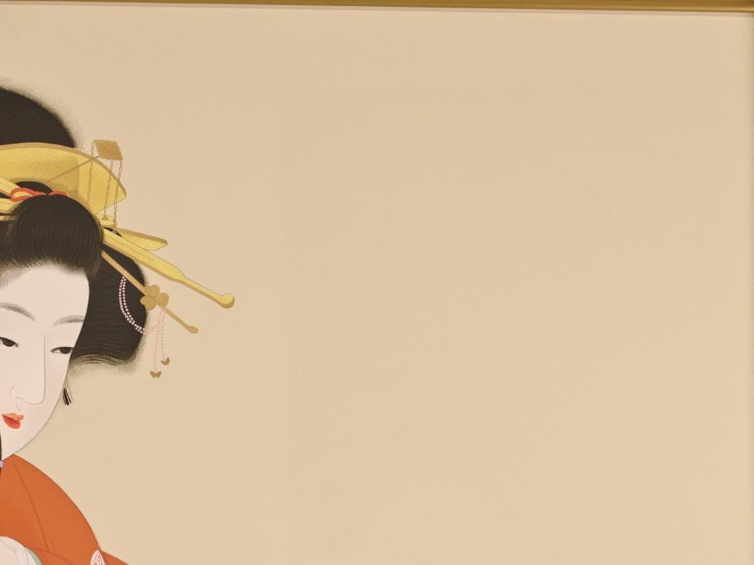 真作】 上村松園 「 鼓の音 」 12号 H.C シルクスクリーン BK178