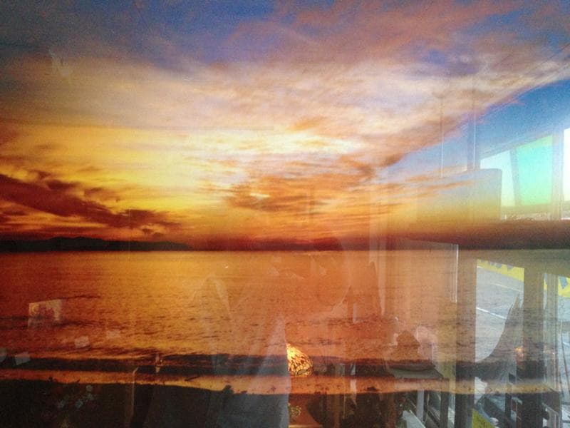 ★ 扇にひらく夕日   館山　村山ヒデカズ 大型芸術写真