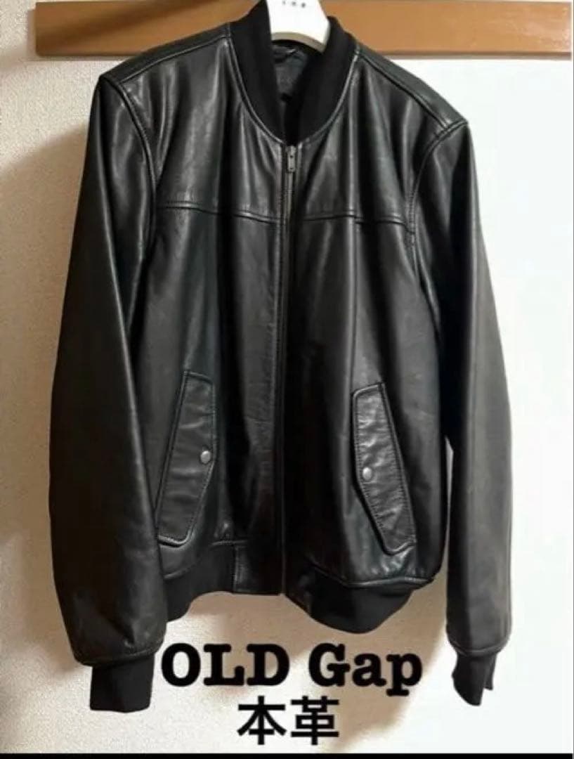 OLD GAP レザージャケット 牛革 Lサイズ　短丈90s ボンバージャケット 楽天市場】90s OLD GAP オールド ギャップ 短丈 レザージャケット 黒 L