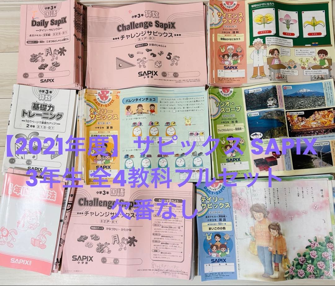 2021年度】サピックス SAPIX 3年生 全4教科フルセット 欠番なし - メルカリ