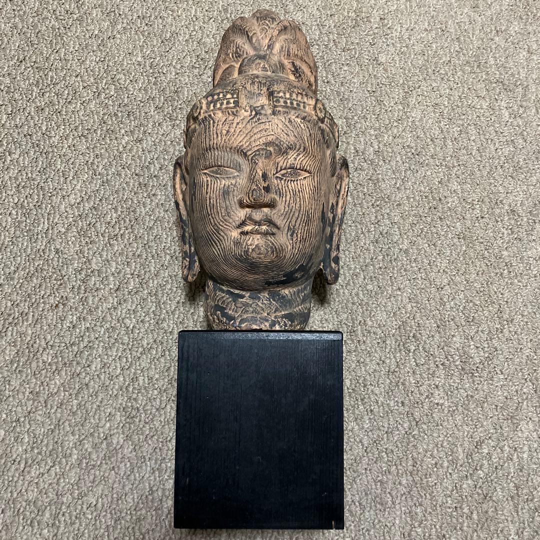 仏教美術　洛宝銘　平安鎌倉仏頭写し置物　樹脂製　仏像