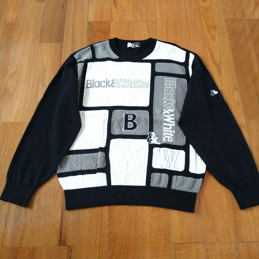 【美品】Black＆Whiteブラック＆ホワイト　ニットセータートレーナー 楽天市場】BLACK&WHITE ブラックアンドホワイト ニットセーター 総柄
