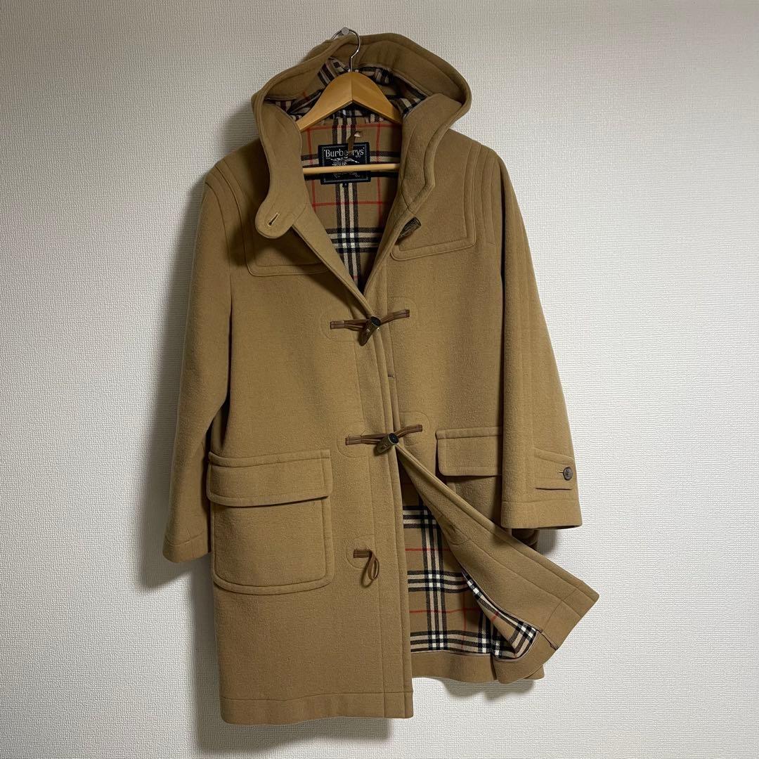 バーバリーロンドン ダッフルコート カシミア混ロングコート フーディ ベージュ