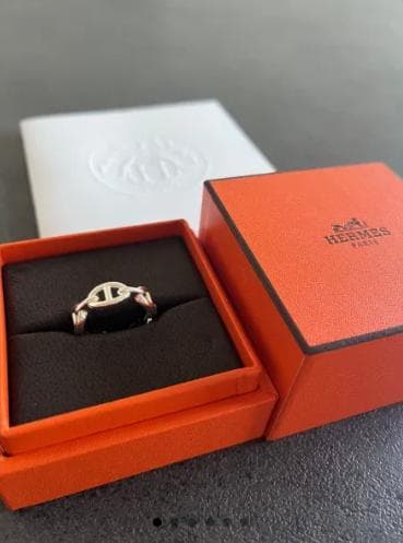 HERMES アンシェネリング PM 54号 シルバー　証明書付き