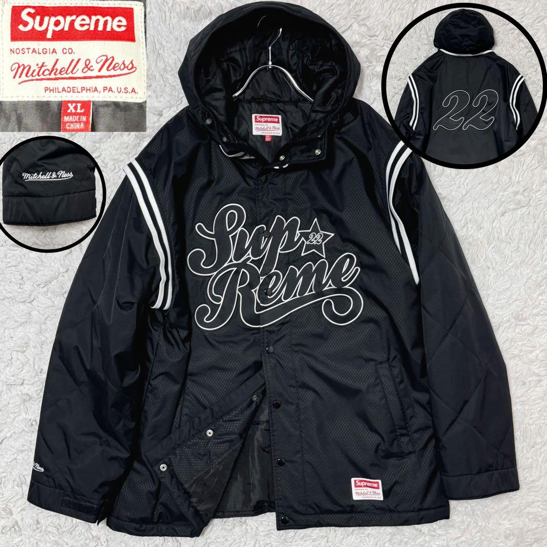 希少XL✨シュプリームxミッチェル&ネス キルテッドスポーツジャケット 黒