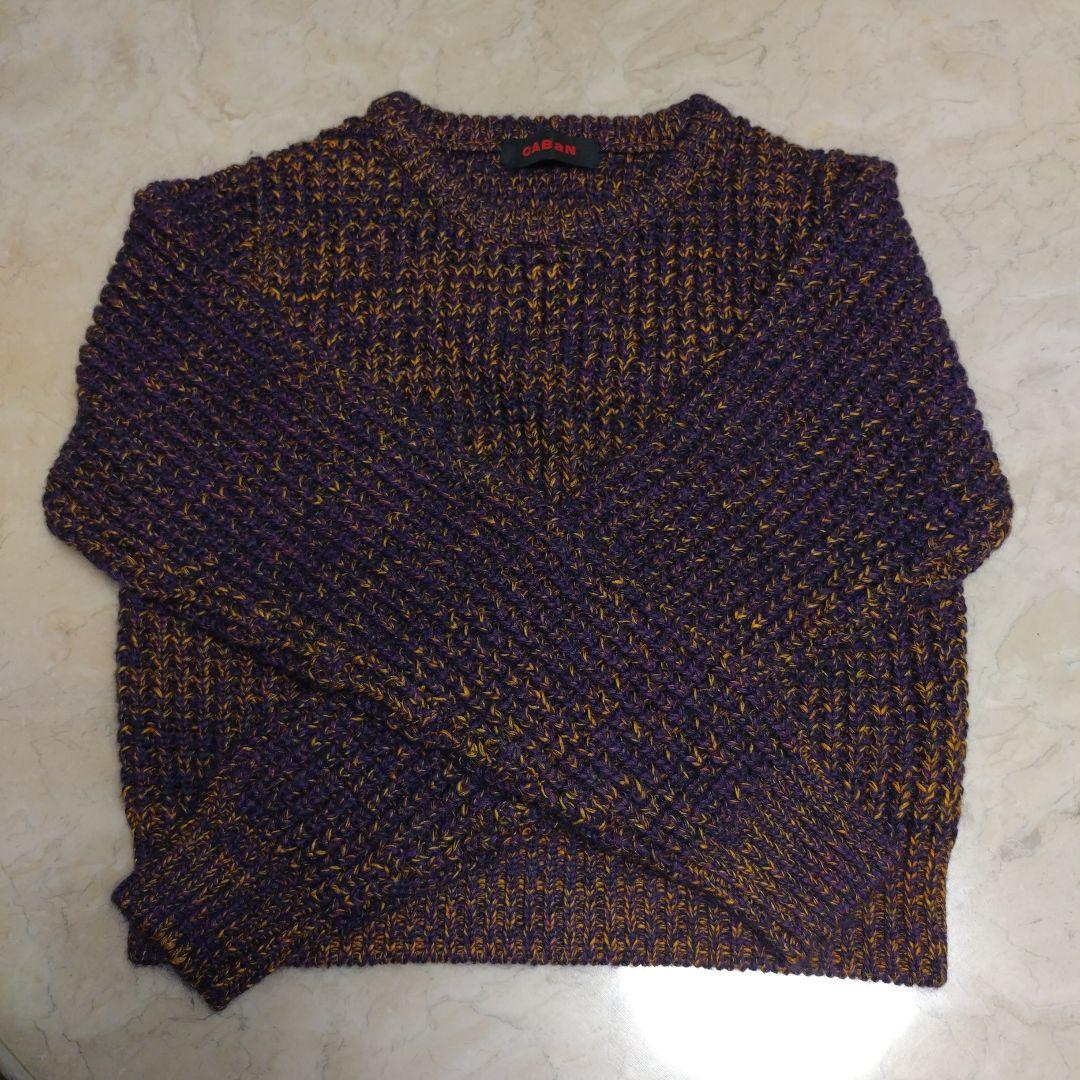 CABaN　ミックスワッフルラウンドネックセーター