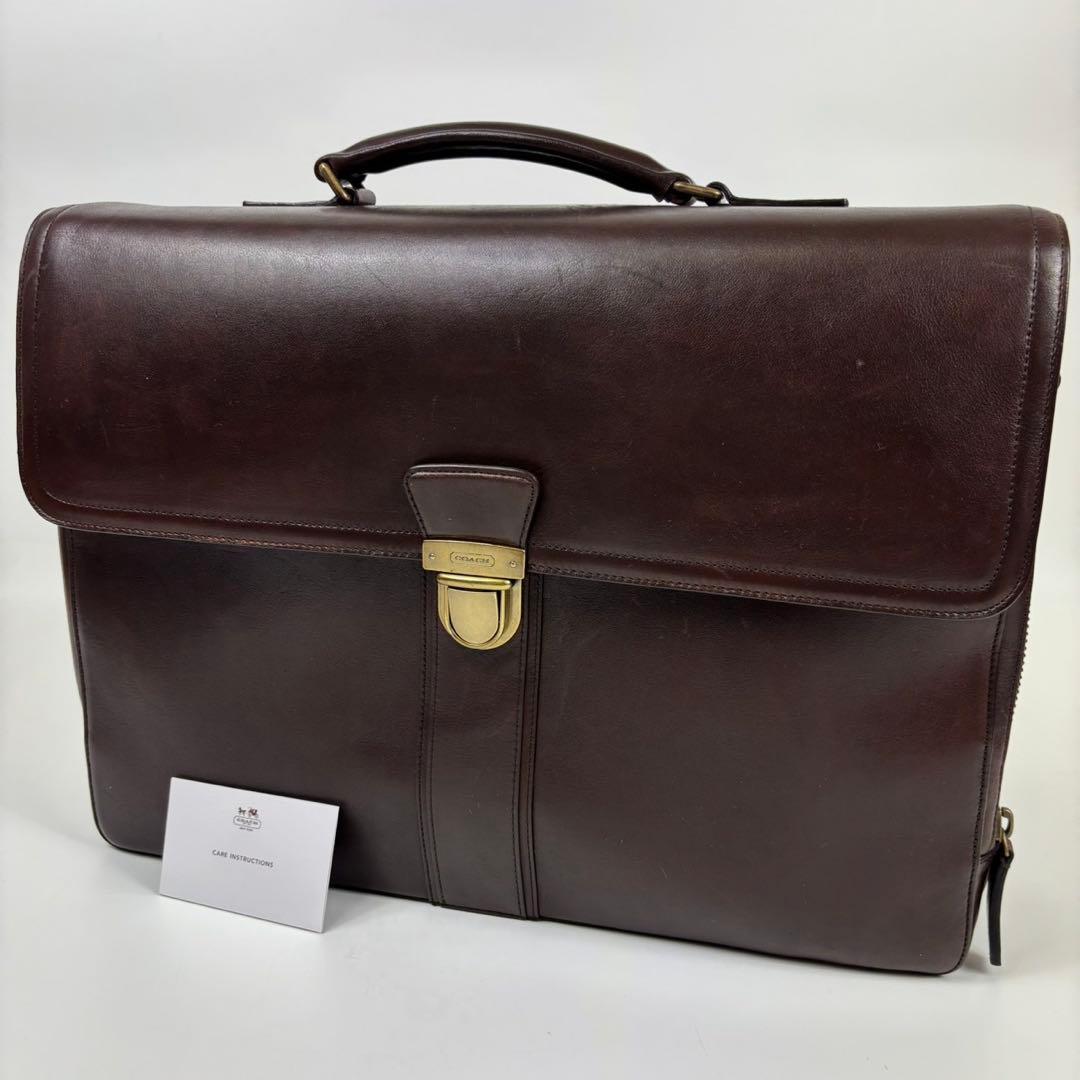 レア廃盤　コーチ　ビジネスバッグ　ゴールド金具　レザー　ブラウン　A4OK