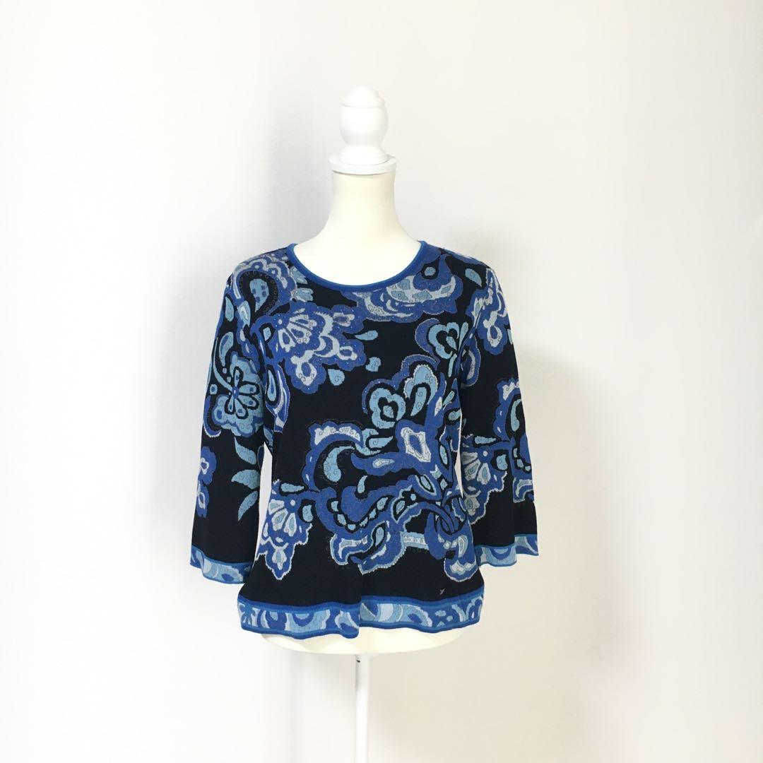 近年美品 LEONARD レオナール レーヨンニット ラインストーン セーター