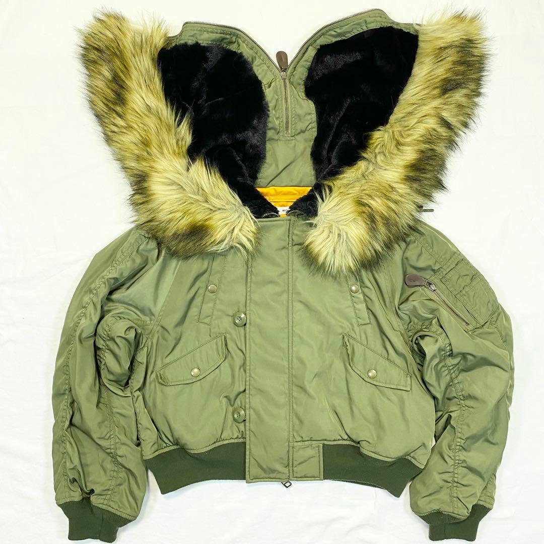 マウジー　N-2B　フライトジャケット　ミリタリー　2way　カーキ　ファー