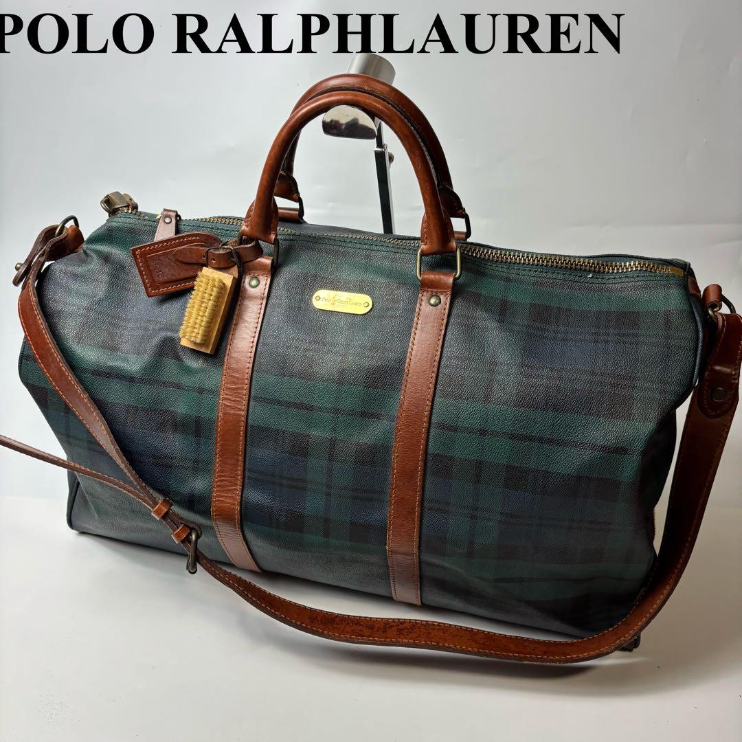 ポロラルフローレン ボストンバッグ PVC 旅行 ビジネス 大型サイズ　チャーム