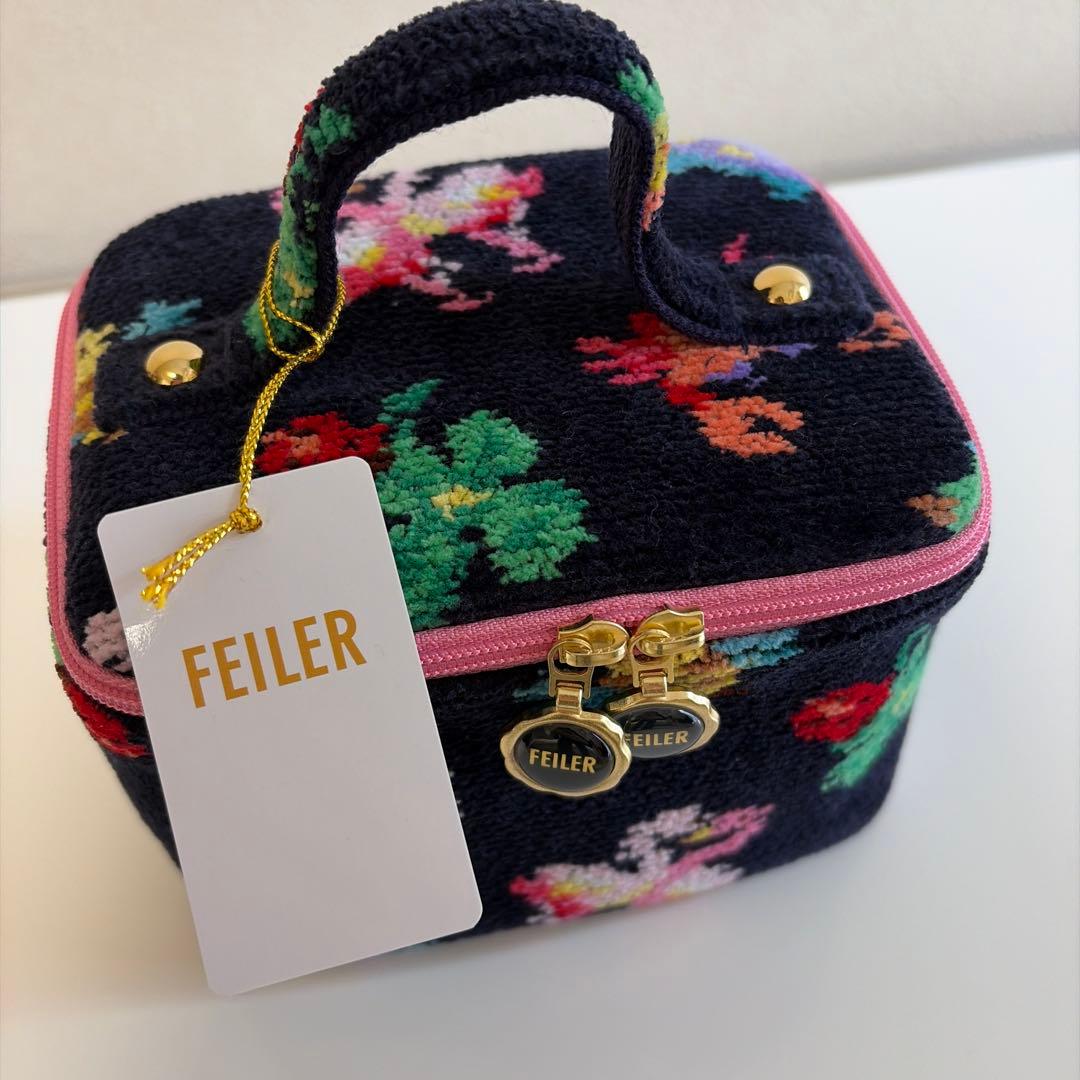 新品未使用品　FEILER フェイラー　神崎恵コラボ バニティ　（ネイビー） FEILER 神崎恵さんコラボ ファンキーフォーチュン バニティポーチ