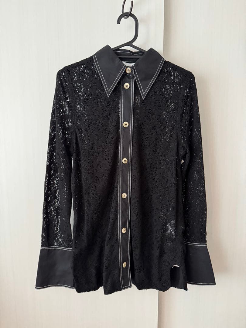 GANNI ガニー コットン レース シャツ