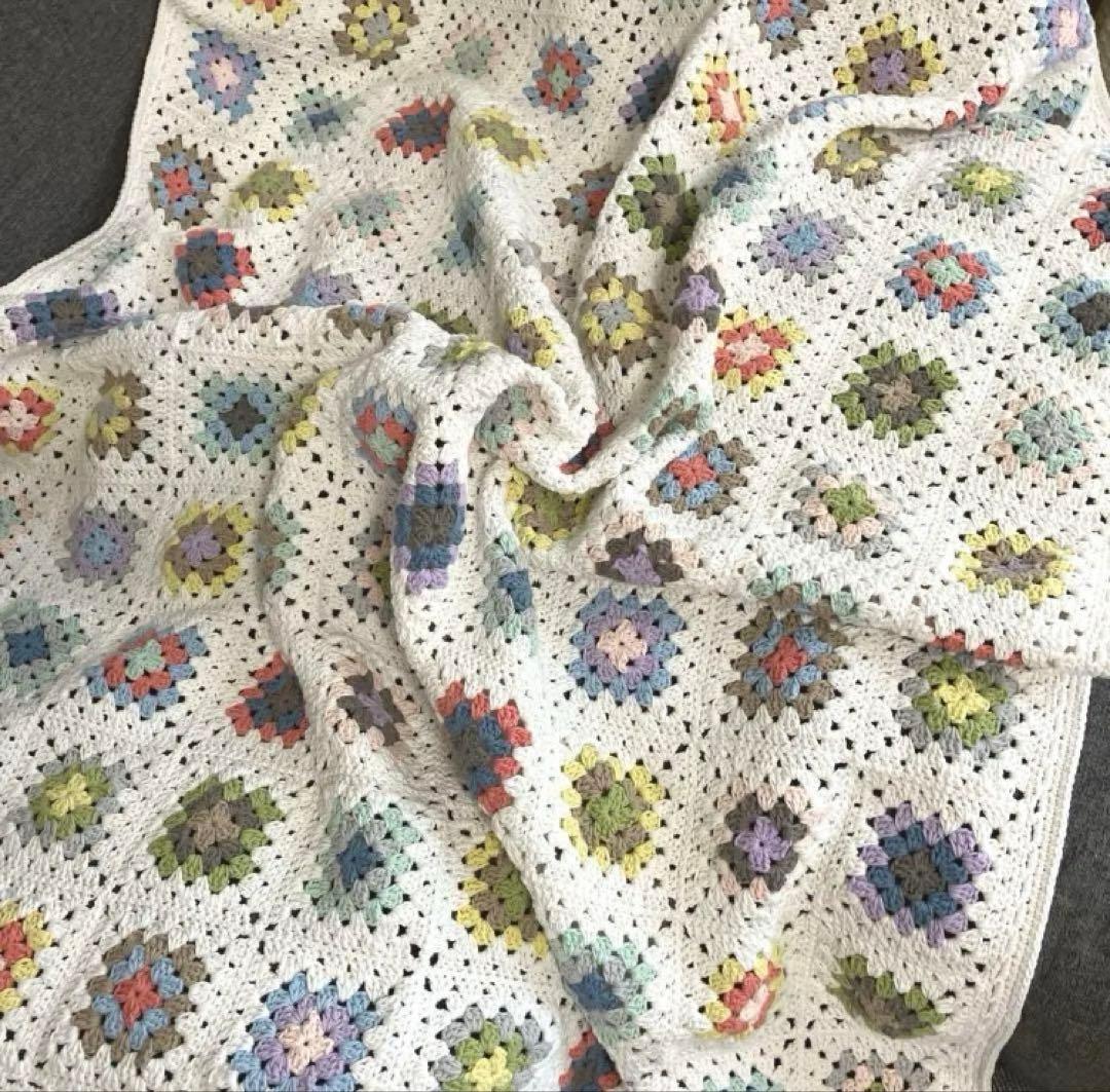 手編みブランケットマルチカバー　ソファーカバー