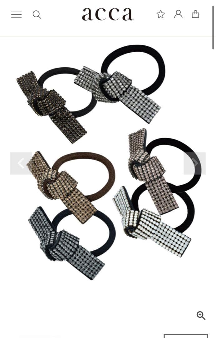 acca オードリー　ビジュー付きリボン ヘアゴム　ダークブラウン　ブリジット