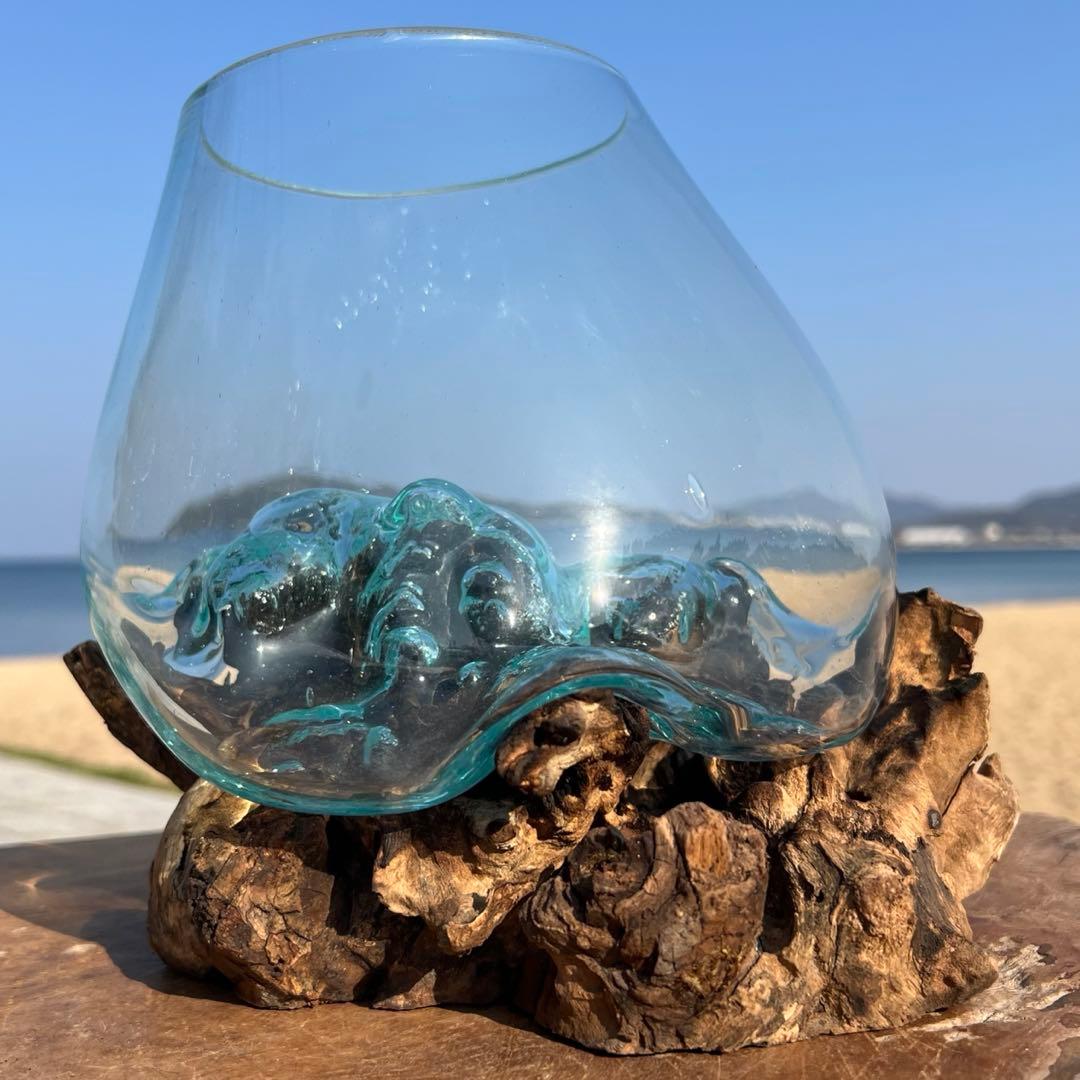 流木ガラスオブジェ大A 花瓶 金魚鉢 ガーデニング テラリウム 水槽 アート作品