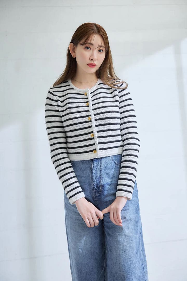 【美品】herlipto Muriel Stripe Knit Jacket