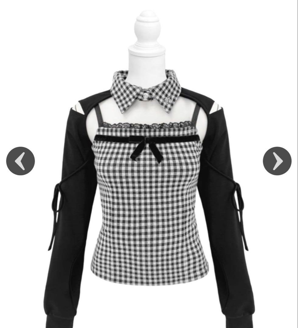 HONEY MEW リボンスリットギンガムアンサンブルトップス　Sサイズ 今かわいい”が手に入る♡ New brand HONEY MEW 🎀🩶 // 𓐄 𓐄 𓐄 𓐄 𓐄