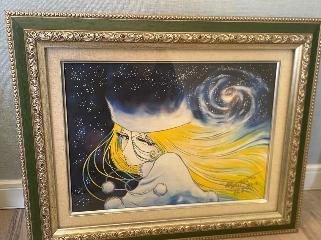 F4号 手描き油彩 松本零士 銀河鉄道999 模写　メーテルレジェンド絵画サイン