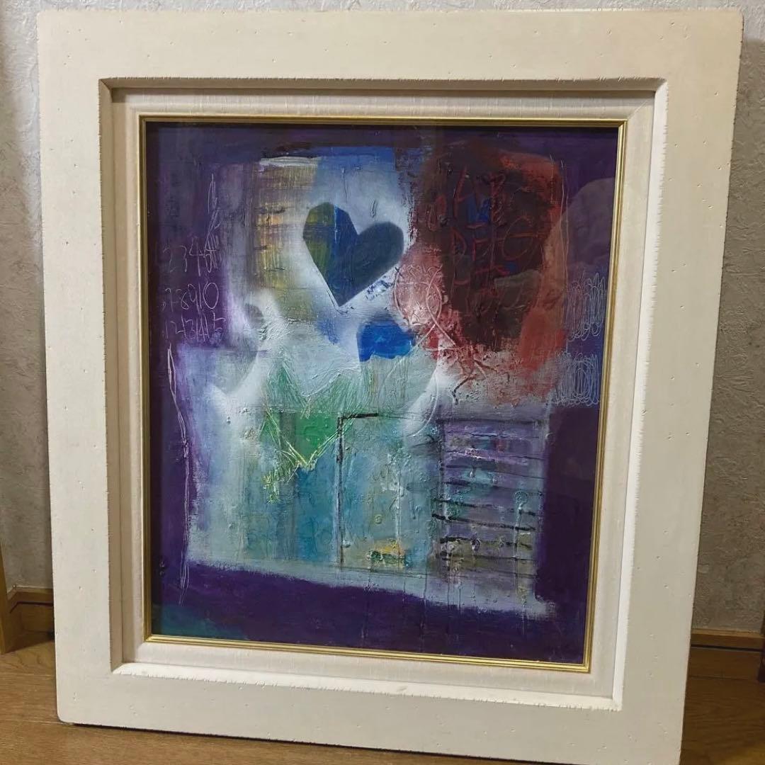 油絵　ハート柄　谷垣博子作