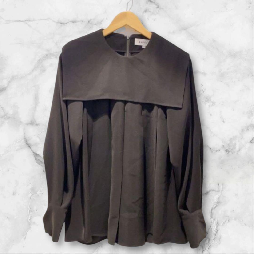 ENFOLD エンフォルドPEツイル プリーツプルオーバー ブラック 38