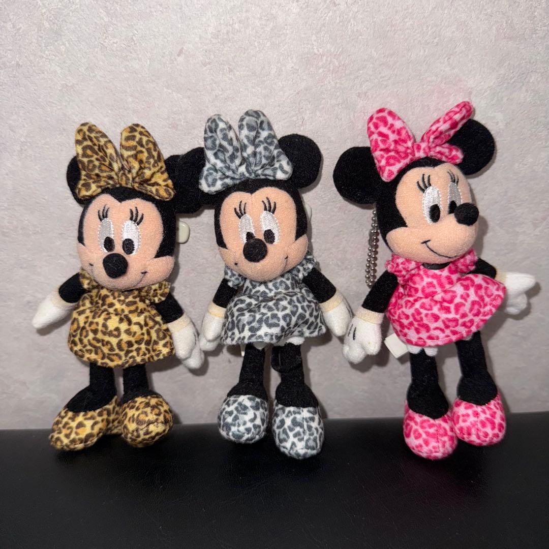 ⭐︎レア⭐︎廃盤　ディズニー　ミニー　ヒョウ柄ぬいぐるみバッジ　キーホルダー　平成 レア】 ミニーマウス ぬいぐるみバッジ ヒョウ柄 レオパード