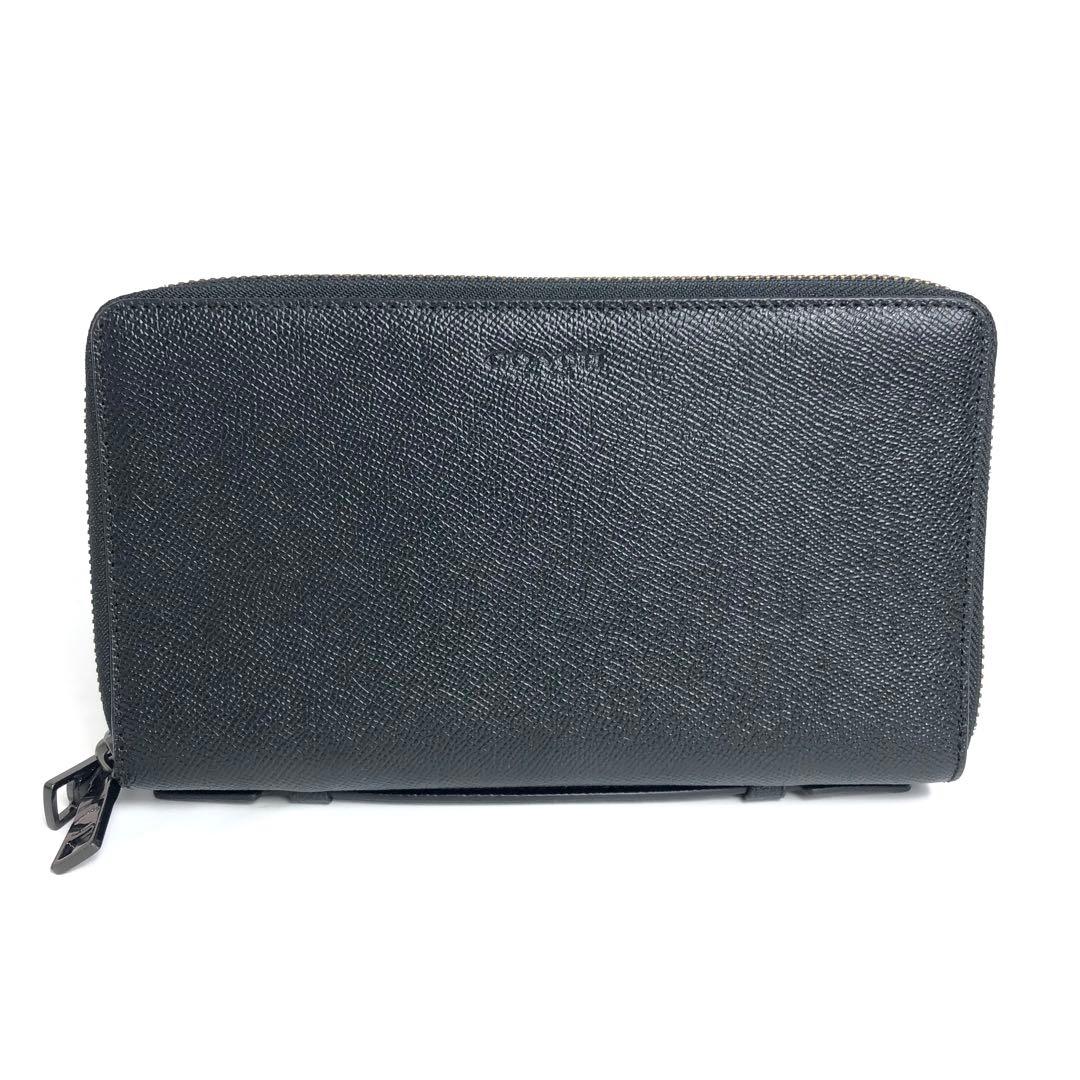 【美品】COACH コーチ ラウンドファスナー長財布 オーガナイザー ブラック
