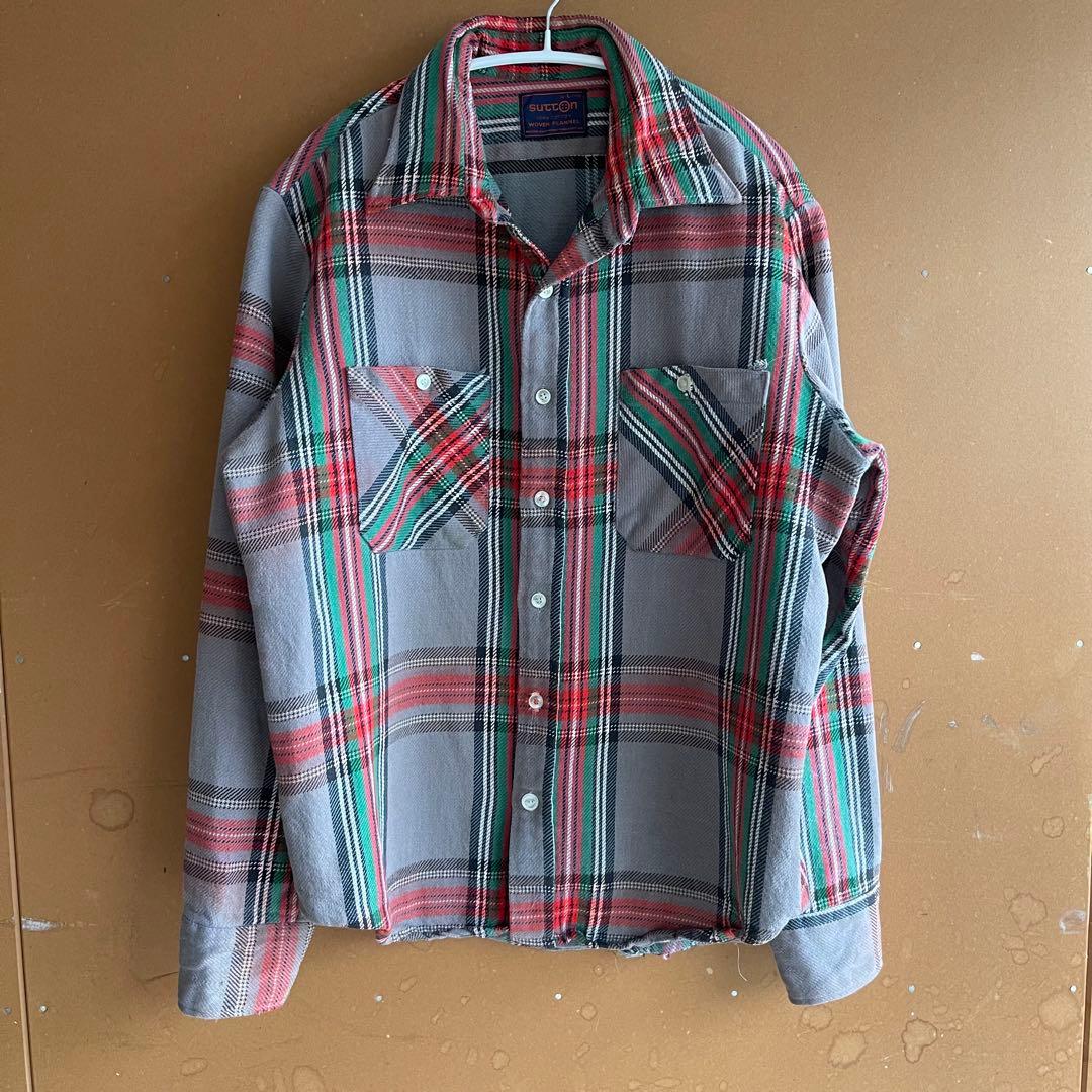 希少80sヴィンテージ sucton チェック柄 フランネルシャツ